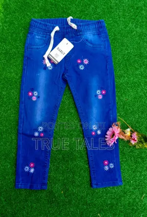 Embroiderd Girl's Jeans Joggers Trousers Ages 2 to 6 Years