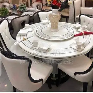 Rotating Round Marble Dining Table Set
