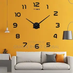 3d DIY Black Wall Clock
