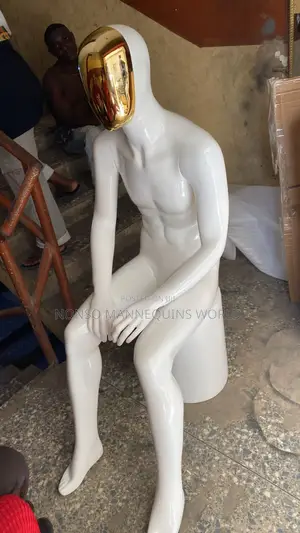 White Sitting Down Male Display Fibre Mannequin