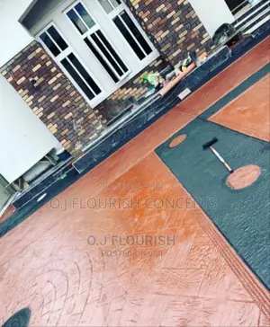Black and Orange Coloured Stamp Concrete