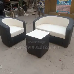 Bucket Chairs, One Center Table and Two Chairs