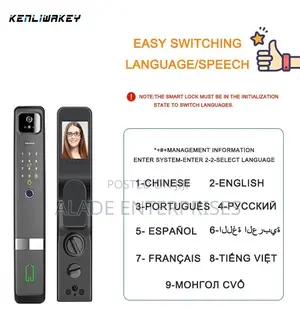 English/Russian/Spanish Voice/ 3D Face Recognition Door Lock