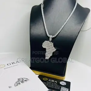 Africa Shaped Iced Chain and Pendant