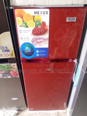 The Nexus Fridge Red With Big Flowers NX-235LTR