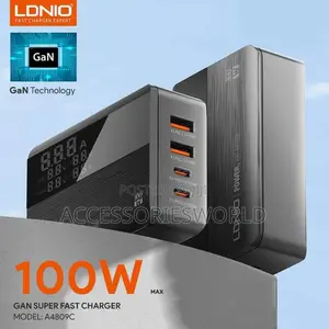 LDNIO Super Fast Charger A4809C 100W 2x Type-C 2x USB a Gan