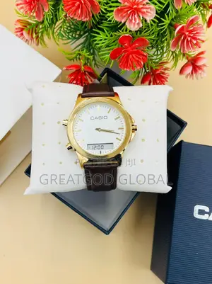 Casio Leather Wristwatch Double Time