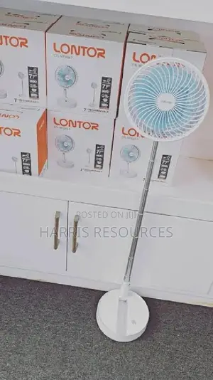 Lontor Rechargeable Standing Fan Folding Telescopic,White
