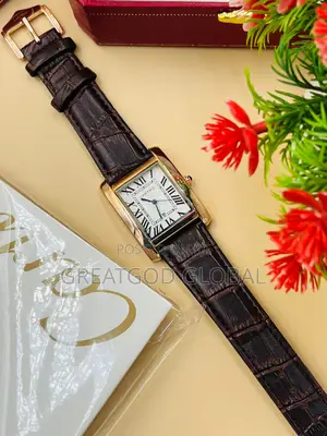 Cartier Leather Wristwatch Unique With Box Rosegold