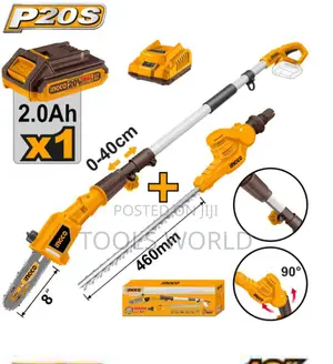 INGCO 20V Lithium-Ion Pole Saw With Pole Hedge Trimmer CPTS2