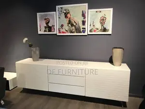 Perfect White HDF Tv Console Table With Drawers
