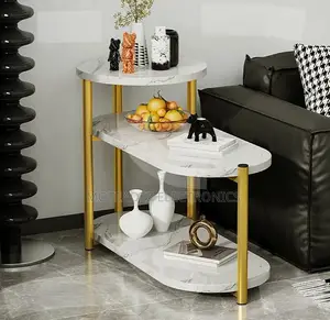 3 Steps Hand Crafted Designed Side Table/Stool Gold Plated Base