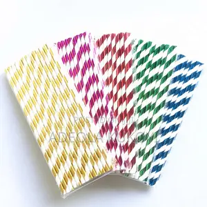 20 Packs of Coloured Paper Straws With White Strap