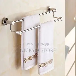 Wall-Mounted Double Towel Bar – Stainless Steel Finish 60cm