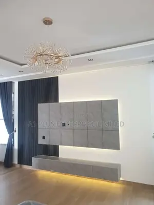 Modern Dark Grey And White TV Panel.