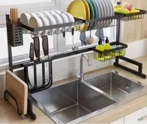 Over the Sink Stainless Steel Dish Drainer Rack - 65cm