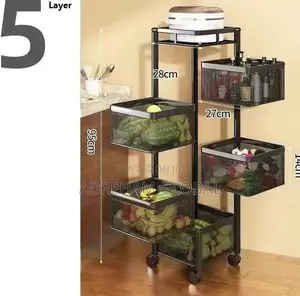 5 Tiers Kitchen Storage Rack With Wheels
