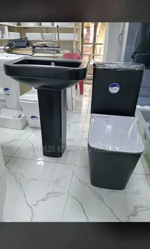Square Matt Black WC With Square Basin