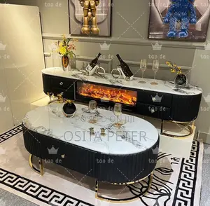 Center Table and Tv Shelf That Has Light