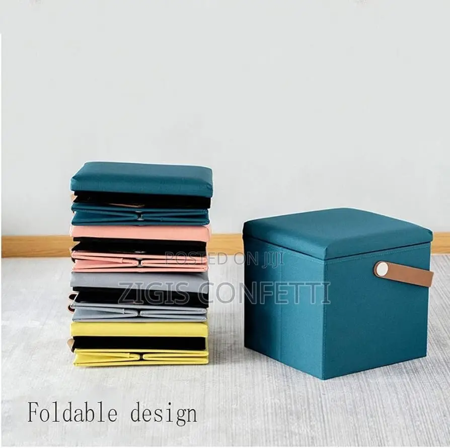 Folding Storage Stool Ottoman