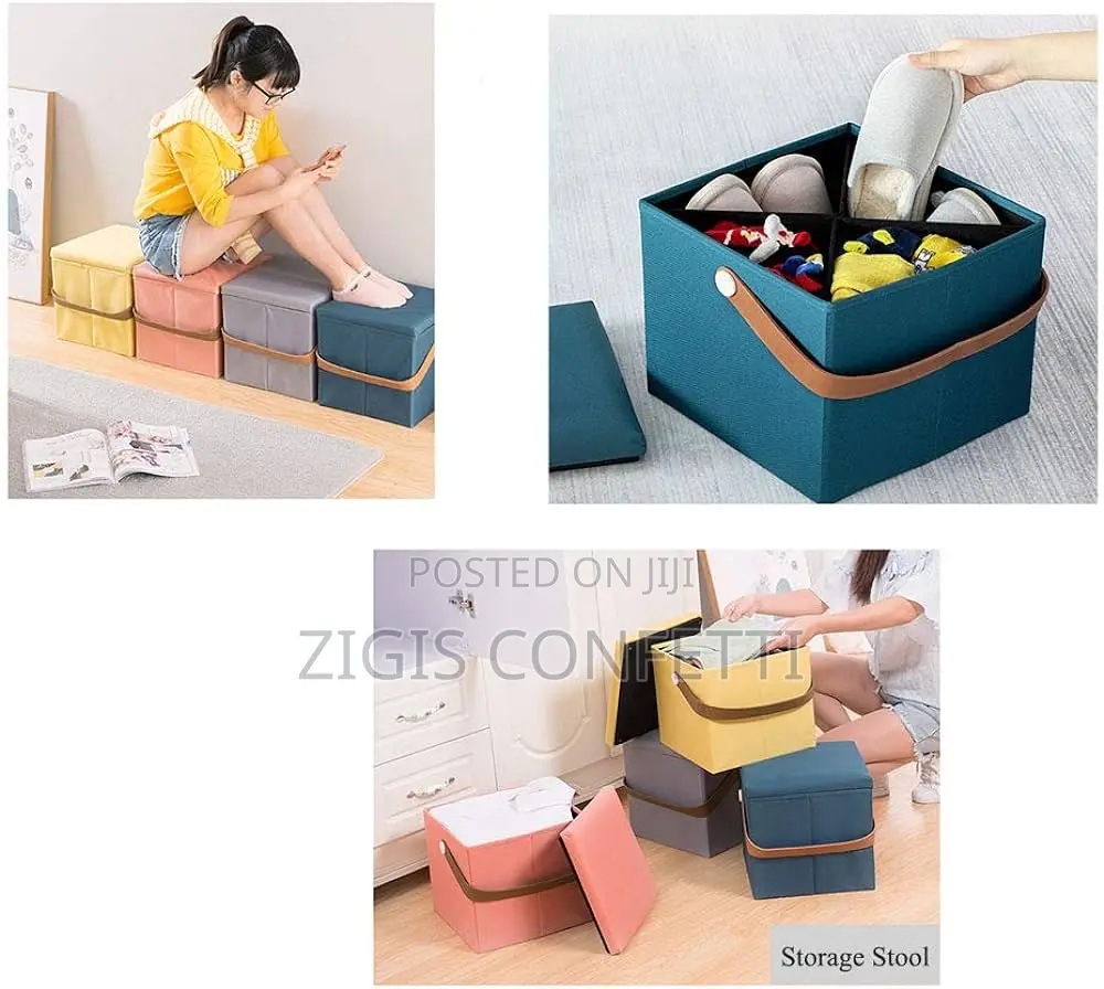 Folding Storage Stool Ottoman
