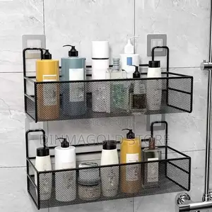 Black Wall-Mounted Bathroom Shelf