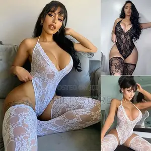 Women's Sexy Lace Sleeveless Backless Jumpsuit With Socks