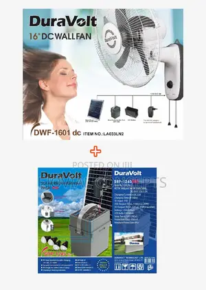 Duravolt 16" AC/DC Wall Fan + Solar Pack