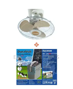 Qasa 16" AC/DC Orbit Fan + Duravolt Solar Pack
