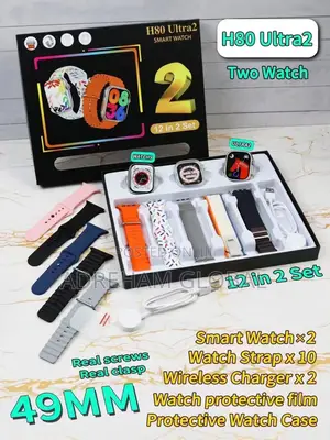H80 Ultra 2 Smart Watch 12in 2 Set With Wireless Earphones