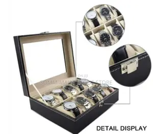 Unisex Watch Box - Display Case Real Glass Organizer-10 Slot