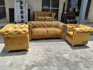7 Seater Executive Gold Chesterfield Sofa