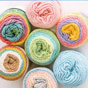 100G Rainbow Color Hand-Woven Cotton Yarn