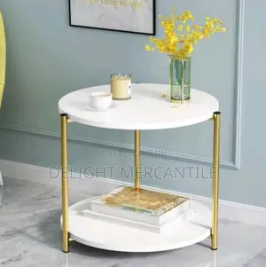Modern Marble-Look Side Table Laptop Stand