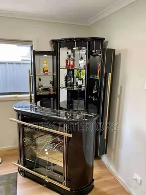 Wine Bar With a Marble Countertop