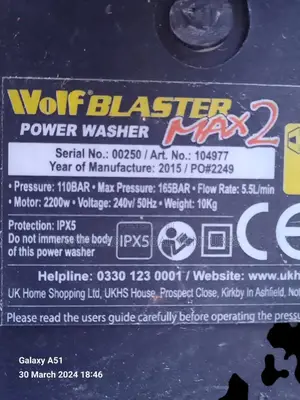 Wolf Blaster Max-2 Power Washer With Inbuilt Soap Container