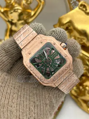 Original Cartier Mechanical Green Dail Gold Chain Watch