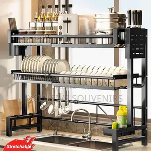 2-Tier Stainless Steel Over the Sink Dish Drying Rack (85cm)