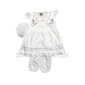 Baby Girl 3pcs Party Short Sleeve Dress -White
