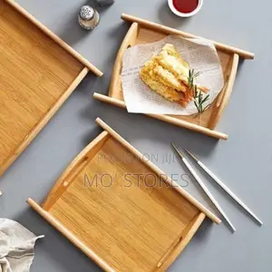 Set of 3 Square Wooden Bamboo Tray