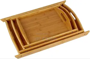 Set of 3 Square Wooden Bamboo Tray