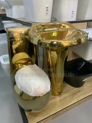Egg Shape Gold Water Closet With Basin