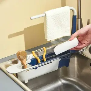 Sink Drain Rack Storage Basket Kitchen Gadgets Telescopic