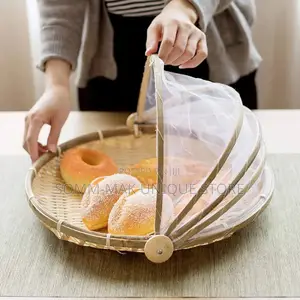 Bamboo Woven Basket Anti-Mosquito Net Fruit Vegetables Baske