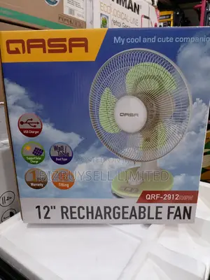 12" Qasa Rechargeable Table and Wall Fan.