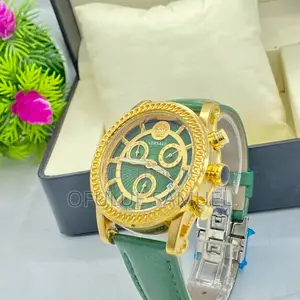 Men Versace Leather Wristwatch
