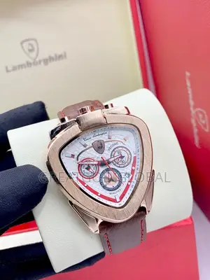 Lamborghini Chronograph Leather Wristwatch Silver Head