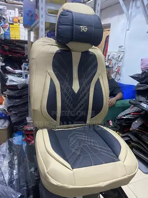 Cream and Black Leather Car Seat Cover