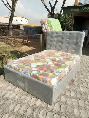 4.5 by 6 Solid and Quality Leather Bedframe and Mattress