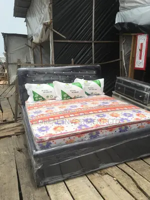6 by 6 Solid and Quality Leather Bedframe and Mattress